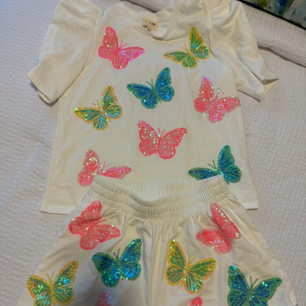 Peach Love Butterfly Short Set